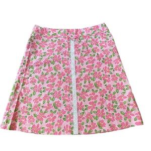 Bay Studio Petite Pink Green White Retro Preppy Feminine Floral Lace Skirt